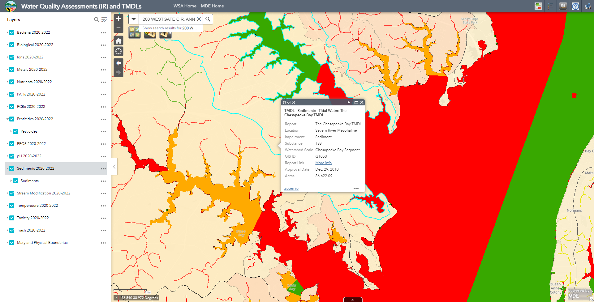 Water Quality Assessments (IR) and TMDLs Map